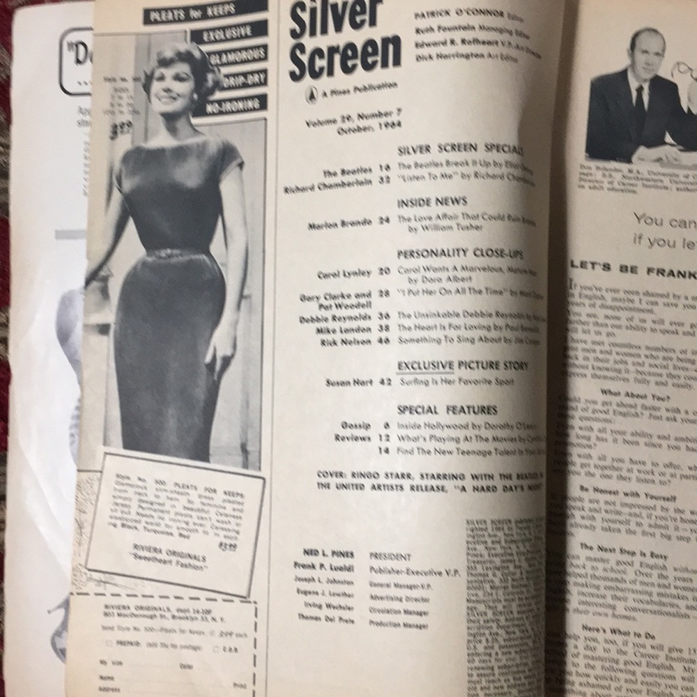 Vintage - October 1964 Silver Screen Magazine - Picture 2 of 3